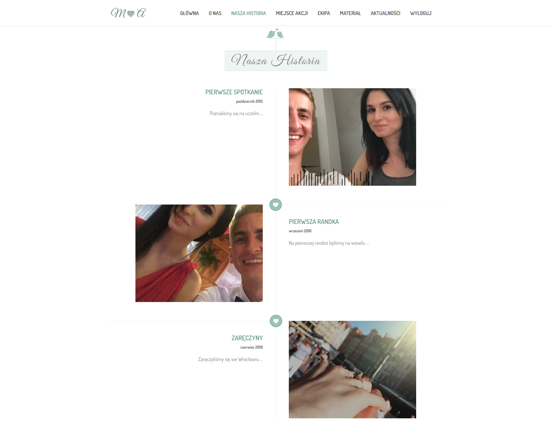 Aplikacja Ślubna - Nasza Historia